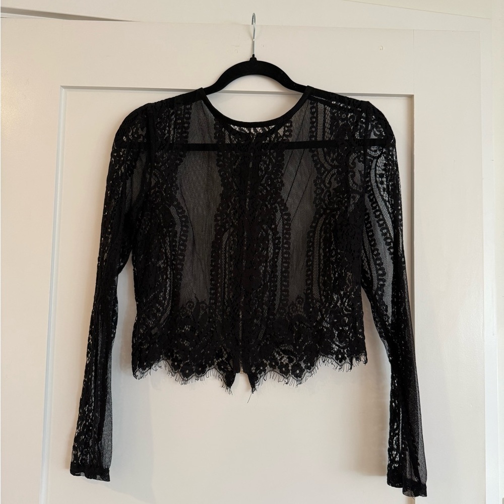 Black Lace Long Sleeve Top